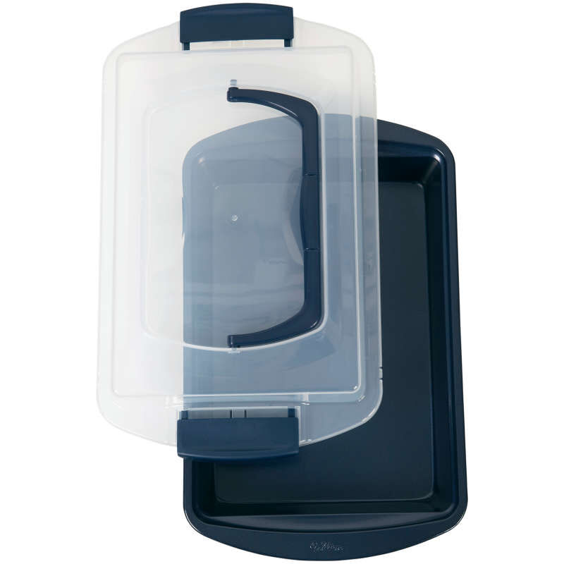 Diamond-Infused Non-Stick Navy Blue Oblong Pan with Cover, 9 x 13-inch image number 0