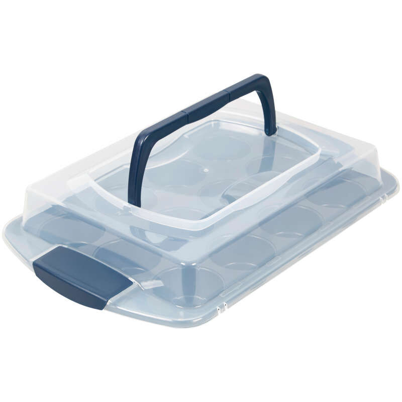 Diamond-Infused Non-Stick Navy Blue Muffin and Cupcake Pan, 12-Cup image number 3