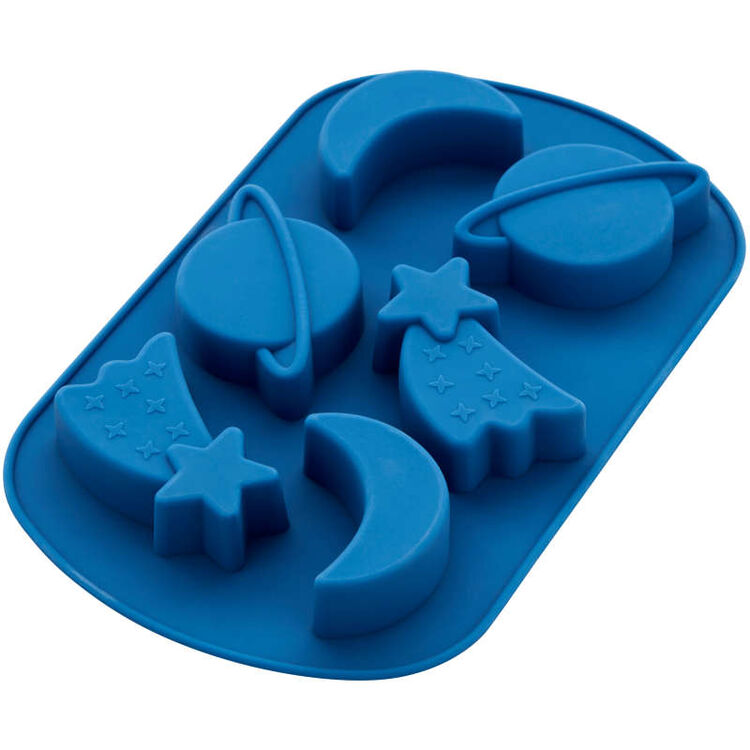 Shooting Star, Planet and Moon Silicone Baking and Candy Mold, 6-Cavity