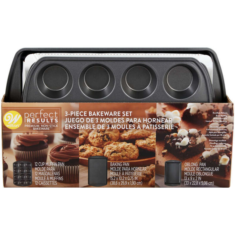 Perfect Results Muffin, Baking and Oblong Pan Bakeware Set, 3-Piece