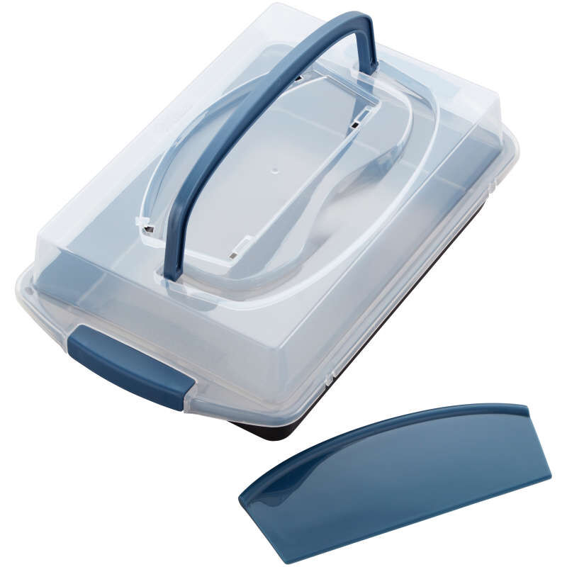 Perfect Results Oblong Cake Pan with Lid and Cutter, 3-Piece Set image number 1
