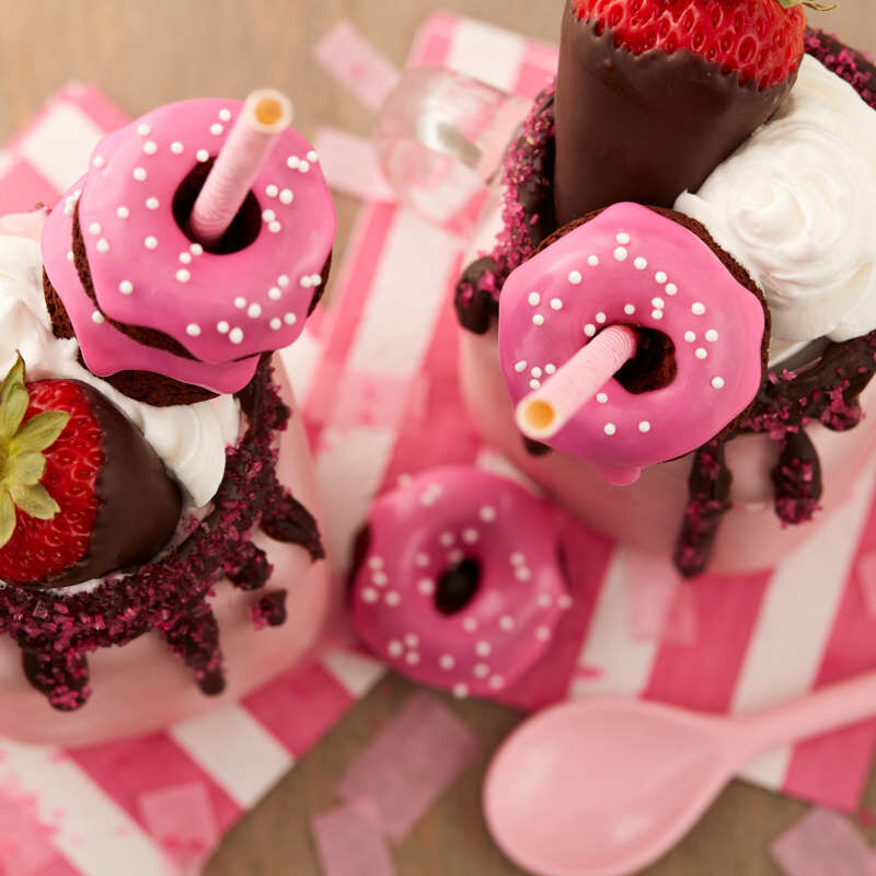 Strawberry Milkshakes with Mini Donut Toppers image number 8