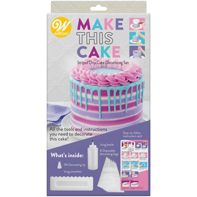 Make This Cake Striped Drip Cake Decorating Set with Tools & Instructions, 12-Piece