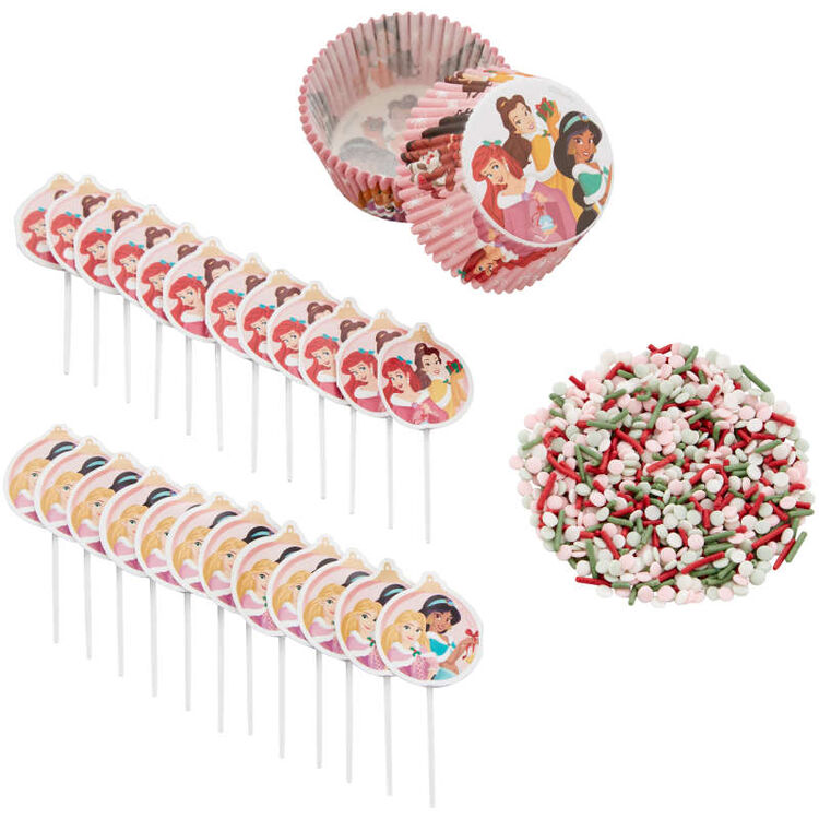 Disney Princess Christmas Cupcake Decorating Kit, Includes 24 Sets