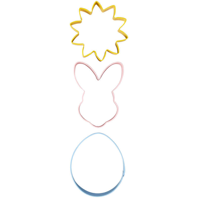 Easter Flower, Bunny and Egg Metal Cookie Cutter Set, 3-Piece image number 0