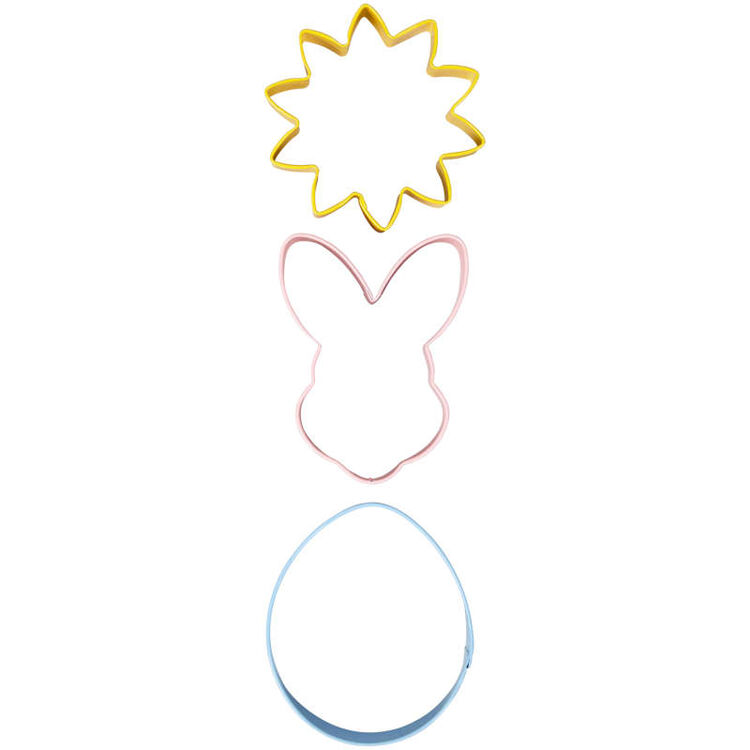 Easter Flower, Bunny and Egg Metal Cookie Cutter Set, 3-Piece