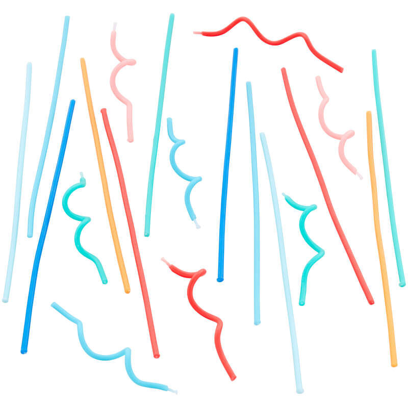 Blue, Orange, Teal and Red Unique Straight & Curly Birthday Candles, 20-Count image number 0