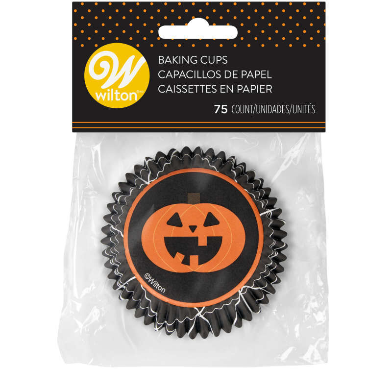 Halloween Jack-o'-Lantern Cupcake Liners, 75-Count image number 1