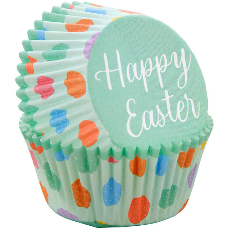 “Happy Easter" Paper Spring Easter Egg Cupcake Liners, 75-Count