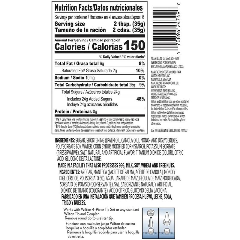 White Icing Pouch with Tips, 8 oz. image number 2