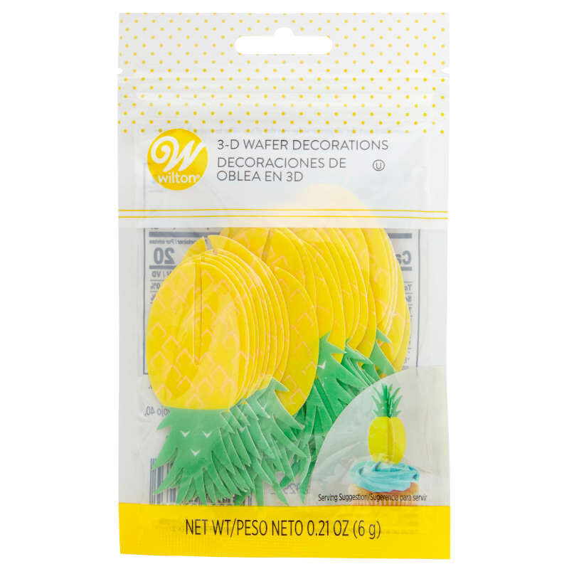 Tropical Party Pineapple 3-D Cupcake Toppers, 12-Count Decorations image number 2