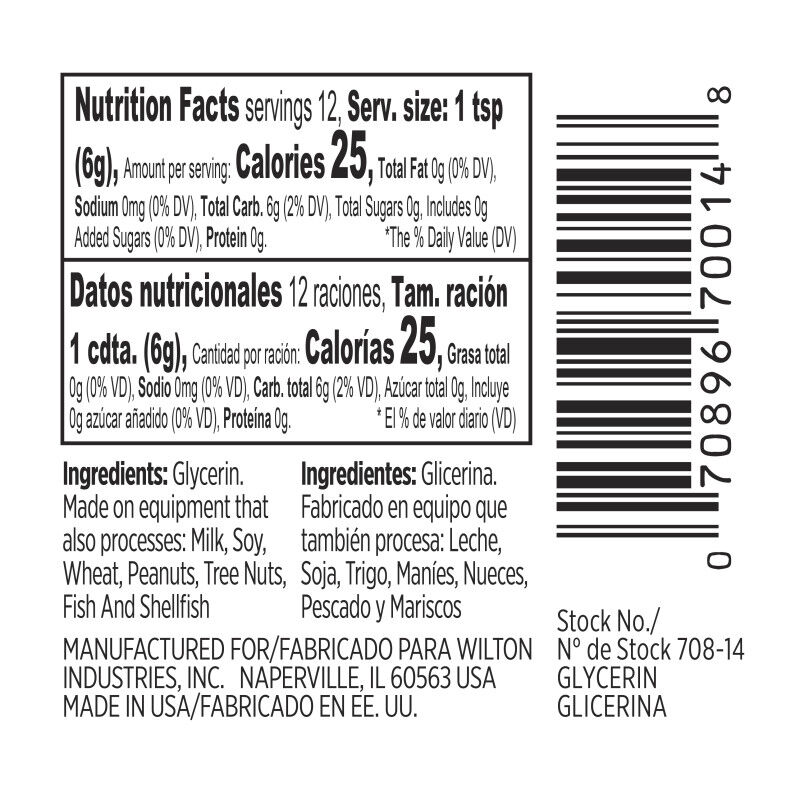 Vegetable Glycerin Nutrition Facts image number 1