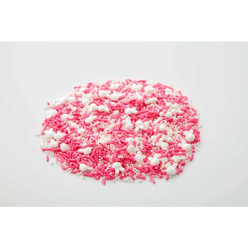 Bright Pink and White Easter Bunny and Jimmies Sprinkle Mix, 8.46 oz. image number 3