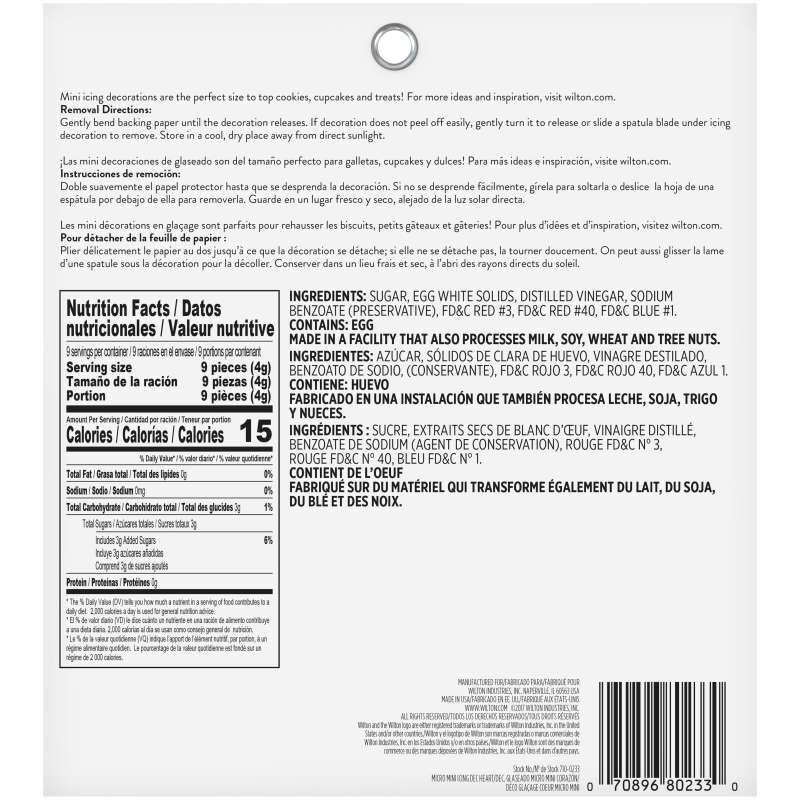 Mini Heart Candy Decorations Nutrition Facts image number 2